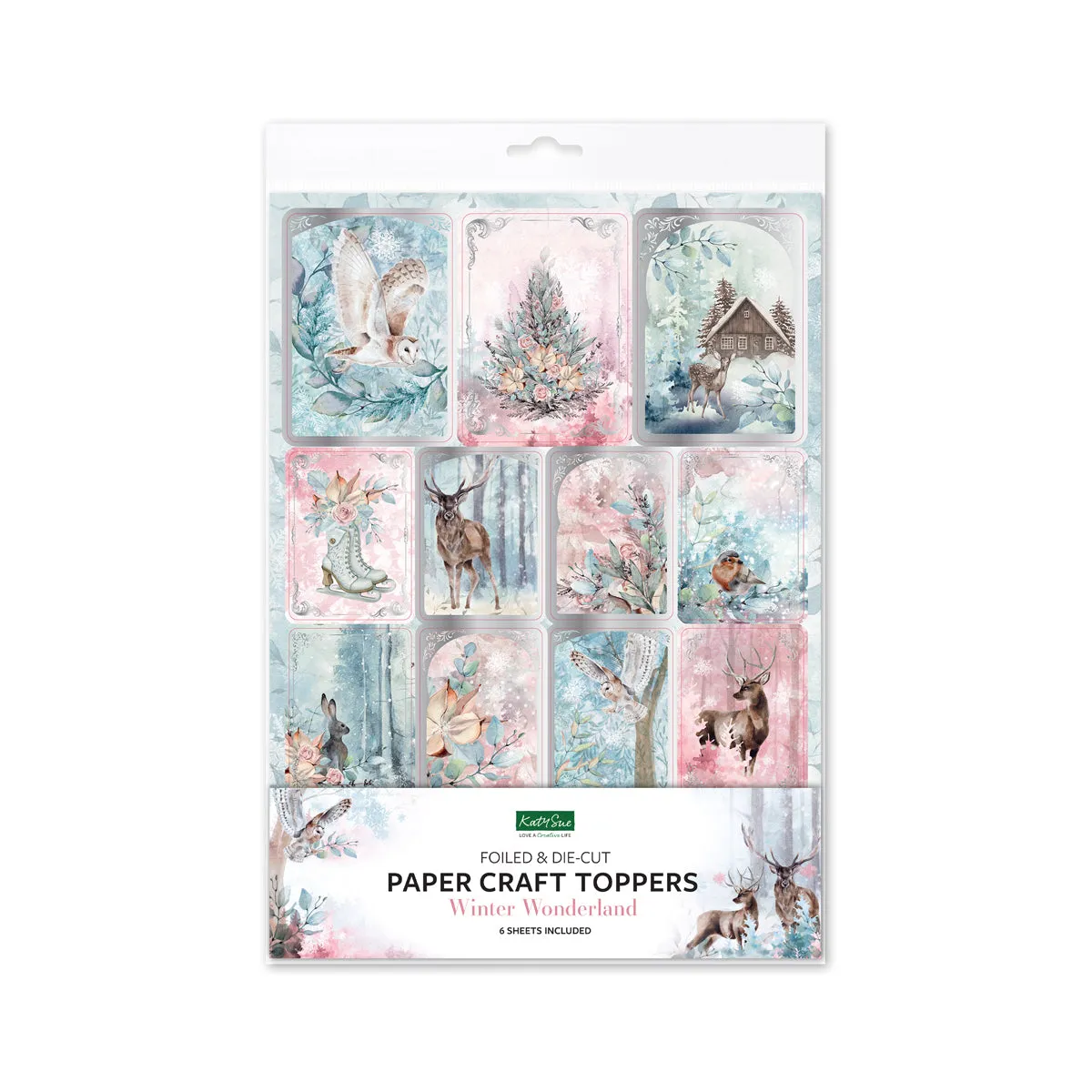 Winter Wonderland Foiled Paper Craft Toppers, 6 sheets